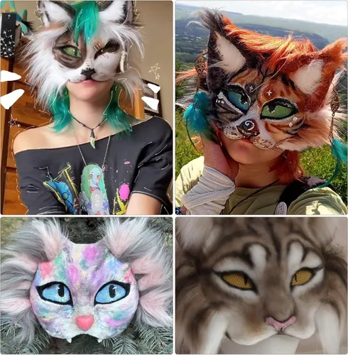 Vista 5 de Paquete de 12 mallas de ojos de 12 colores para máscara Therian Cosplay