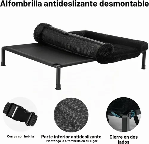 Vista 3 de Veehoo Cama Elevada para Perros de Tamaño Grande con Cojín Reforzado de Felpa Esponjosa, Cama Sofá Ortopédica Lavable para Perros, Catre Elevado