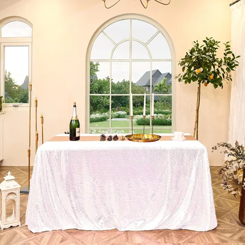 Vista 47 de Manteles redondos de lentejuelas negros para fiestas, de 121,9 cm, mantel redondo de purpurina ajustado, pequeño, lindo y dulce, para boda