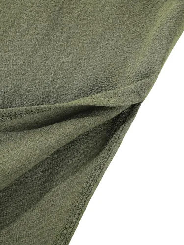 Vista 6 de Jacansi Túnica larga con botones musulmanes para hombre, de gran tamaño y extra larga, estilo árabe con bolsillos Verde militar