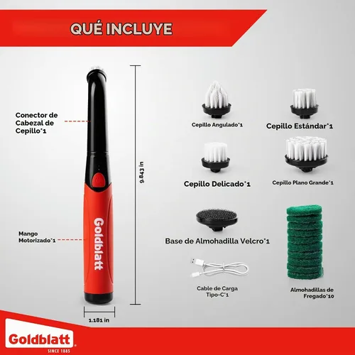 Vista 8 de Goldblatt Limpiador eléctrico inalámbrico giratorio de 18 piezas, resistente al agua