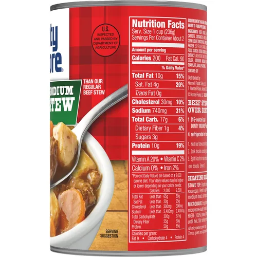 Vista 2 de DINTY MOORE Estofado de Res, 25% Menos Sodio, lata de 15 oz. (paquete de 12)