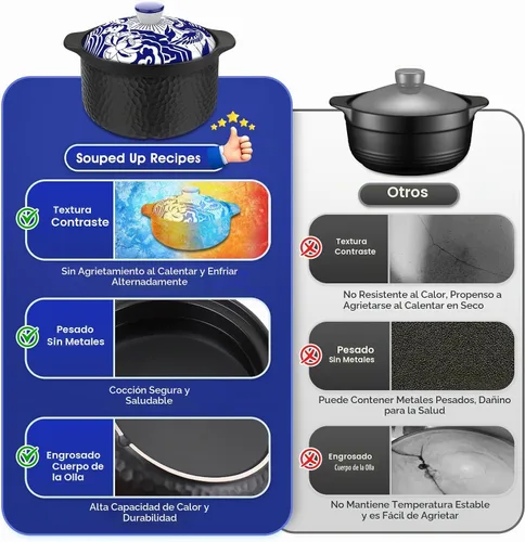 Vista 5 de Olla de arcilla resistente - Sustituye tanto a un horno holandés como a una olla (4.5 cuartos de galón)