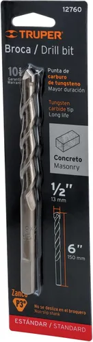 Vista 4 de TRUPER BCT-1/2X6-B Brocas para mampostería, en ampolla. Vástago de 11/32" 1/2" 6" (152mm)