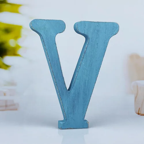 Vista 29 de Letras de madera azul rústica de 6 pulgadas, letras de madera sin terminar para pared, letras decorativas azules retro de pie, decoración de tablero