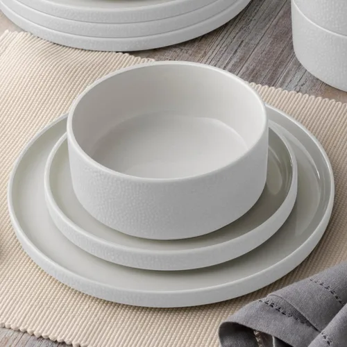 Vista 7 de Noritake ColorTex Stone White - Juego de vajilla de 12 piezas, servicio para 4 personas