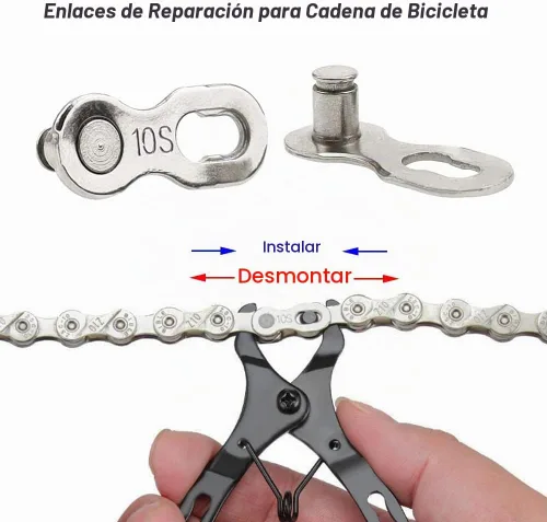 Vista 5 de Kit de herramientas de reparación de cadena de bicicleta, alicates de eslabones de bicicleta con 5 pares de eslabones rápidos para cadena