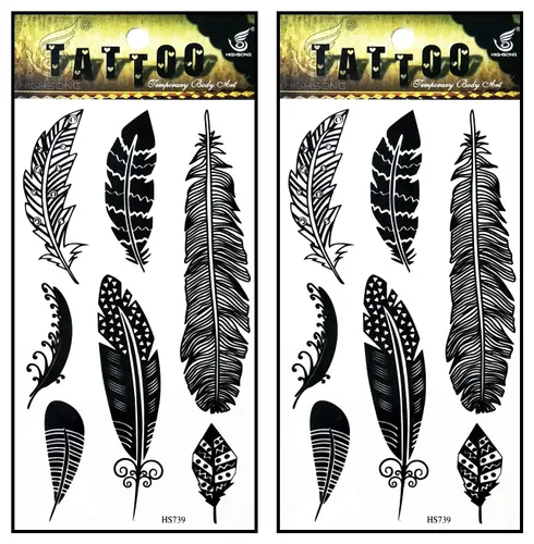 Vista 15 de Tatuajes 2 hojas azul rosa serpiente dragón calavera ala temporal tatuajes arte corporal pegatinas falsas impermeables extraíbles
