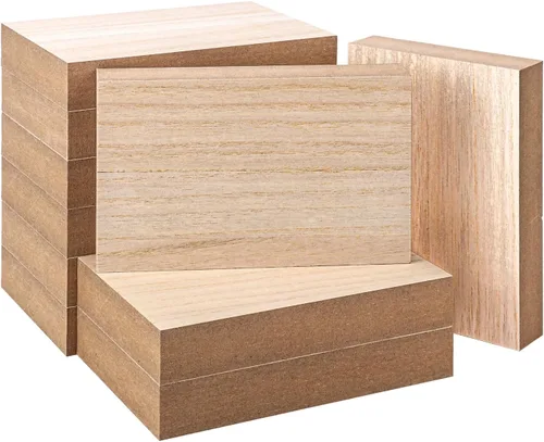 Vista 8 de Paquete de 20 bloques cuadrados de madera MDF sin terminar, bloques de madera de 3.9 x 3.9 pulgadas para manualidades, proyectos de bricolaje