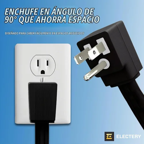 Vista 5 de Cable de extensión resistente de 3 pies, 14 AWG, 15 A, 125 V, 1875 W, enchufe plano de 3 puntas, certificación ETL, cable de extensión