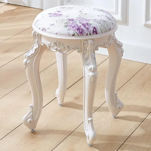 Vista 20 de Taburete de tocador, taburete de maquillaje, banco acolchado, asiento de piano en dormitorio, baño, pata de acero de plástico ABS, 16.9 in