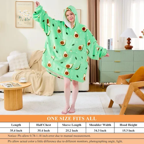 Vista 3 de Moinlizy - Sudadera con capucha tipo manta extragrande, portátil con capucha y bolsillo, de grueso sherpa, para mujeres y hombres adultos