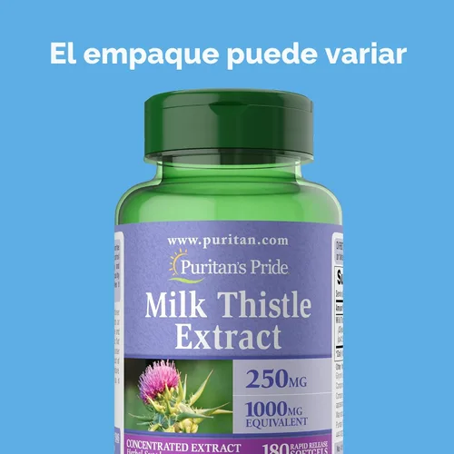 Vista 2 de Puritans Pride suplemento de cardo de leche, extracto 4:1, 180 cápsulas blandas de 1,000 mg (silimarina)