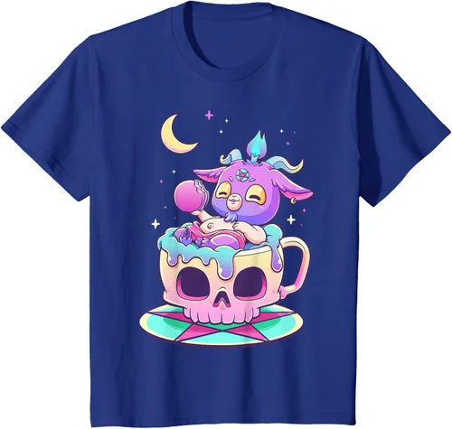 Vista 40 de Kawaii Pastel Goth Cute espeluznante Pentáculo Baphomet - Camiseta de cabra, Negro