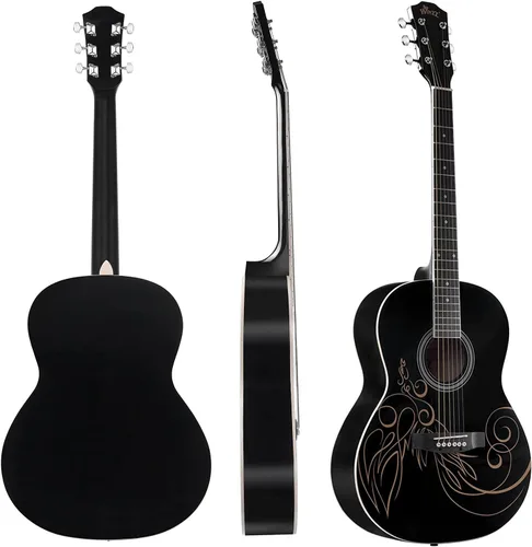 Vista 3 de Guitarra acústica de concierto WINZZ AF227A de 39 pulgadas con kit completo, enredadera delicada