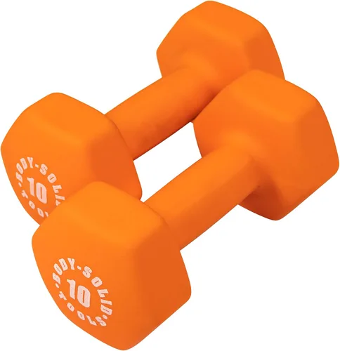 Vista 3 de Body-Solid Tools Neoprene Dumbbell for Weight and Aerobic Strength Training, Pilates & Physical Therapy, Hand Weights for Men and Women, Commercial