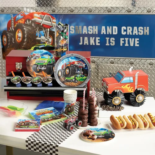 Vista 4 de Creative Converting Centro de mesa Monster Truck, 1 unidad, multicolor, 8.5" x 10