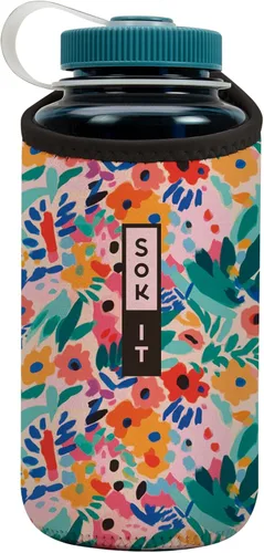Vista 197 de Sok It BotlSok Funda para botella de agua con cubierta de neopreno aislante (Floral abstracto, se ajusta a CamelBak o Nalgene de 12 onzas)