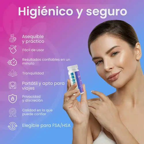 Vista 6 de Tiras de prueba de pH vaginal Pelvana para mujeres – 50 tiras, kit de prueba en casa para infección por BV y por levadura, probador de pH vaginal