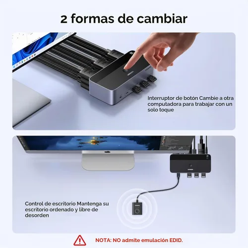Vista 7 de UGREEN 8K@60Hz HDMI Displayport KVM Switch 3 monitores 2 ordenadores