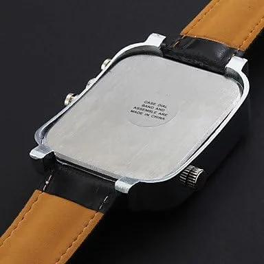 Vista 6 de Soleasy Argus Panoptes WTH1007 - Reloj de pulsera analógico de cuarzo con esfera cuadrada de triple movimiento para hombre, Moderno