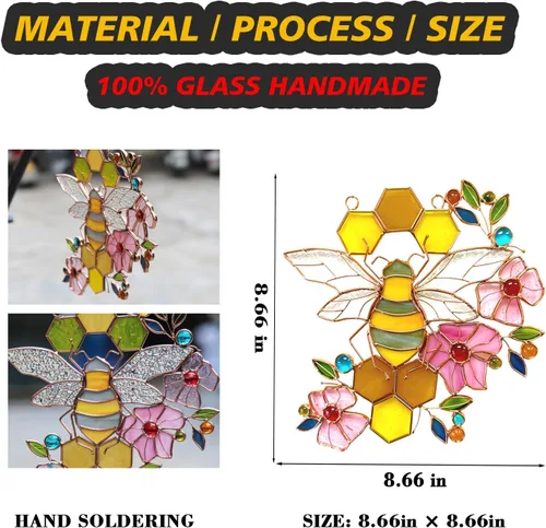 Vista 2 de Adorno de abeja, atrapasoles de vidrieras para ventanas, regalos para madres de Beelovers