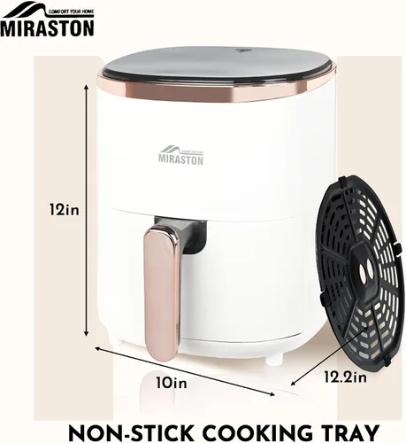 Vista 5 de Freidora de aire compacta de 3.6 cuartos de galón, freidoras de aire redondas para 1-3 personas, con bandeja para hornear, pantalla digital con 9