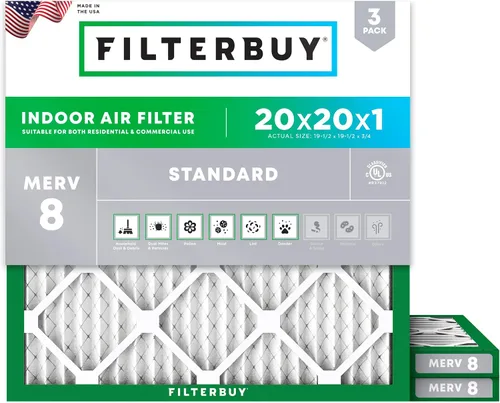 Vista 30 de Filterbuy Filtro de aire MERV 8 de 8 x 14 x 1 pulgadas para defensa contra el polvo y las alergias (paquete de 3), filtros electrostáticos plisados