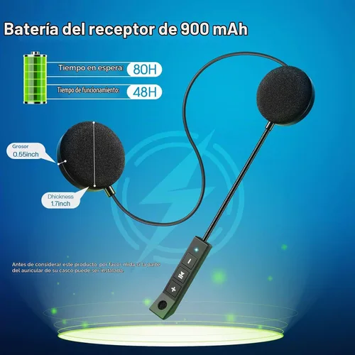 Vista 2 de MAXTO Auriculares Bluetooth para casco de motocicleta,BT5.3 EDR,Altavoz
