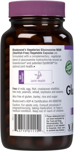 Vista 3 de BlueBonnet Suplemento vegetariano de glucosamina Plus MSM, 120 unidades ('743715011151)