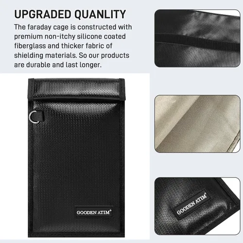 Vista 4 de Faraday - Bolsa para teléfonos, bolsa de bloqueo de señal RFID, jaula Faraday, emisión de señal para protección de privacidad, antirastreo, bolsa