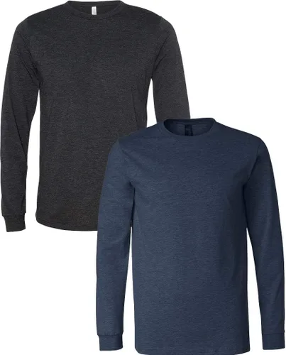 Vista 70 de Canvas Filmore 3501 - Camiseta de 4.2 onzas para hombre manga larga (1) Ceniza + (1) Jaspeado atlético