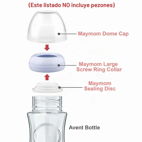 Vista 2 de Tapones de cúpula Maymom, anillos de rosca, discos de sellado compatibles con botellas naturales Avent, botellas de PP; no incluye tetina. Convierta