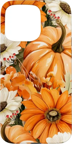 Vista 28 de Funda con temática de otoño para iPhone 16, diseño de calabaza, niña, mujer, diseño vintage de otoño