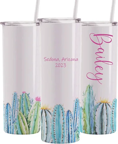 Vista 8 de AVITO Vaso personalizado para vacaciones en la playa, vaso delgado de 20 onzas con tapa y pajita, tazas de vacaciones familiares, regalo de viaje
