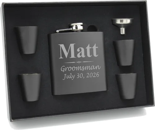 Vista 3 de My Personal Memories Juego de 1, 2, 3, 4, 5, 6, 7, 8 frascos negros personalizados – Frascos de regalo grabados personalizados, padrinos de boda