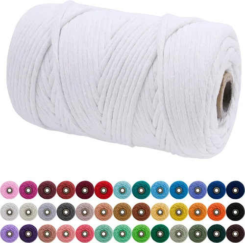 Vista 13 de JeogYong Cordón de macramé de un solo hilo 3 mm x 109 yardas (328 pies) Cuerda de algodón suave Hilo de macramé de 3 mm, suministros de macramé