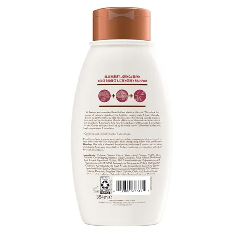Vista 9 de Champú OGX Aveeno Color Protect Strengthen+ Moras y Quinoa, Fresco, 12 onzas líquidas