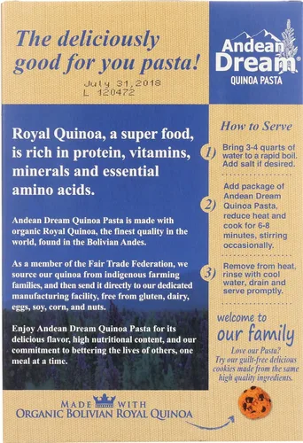 Vista 2 de Andean Dream Pasta de quinua orgánica sin gluten, 8 onzas