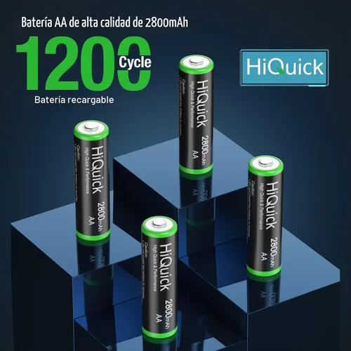 Vista 2 de HiQuick 2800 mAh AA Baterías Recargables de Alta Capacidad de Alto Rendimiento, Carga Previa 1.2V, Paquete de 8