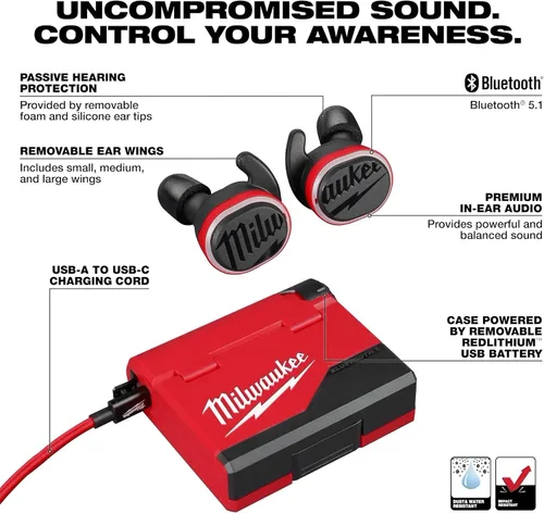 Vista 2 de Milwaukee Electric - Auriculares para oídos USB BLUETOOTHREG para puesto de trabajo