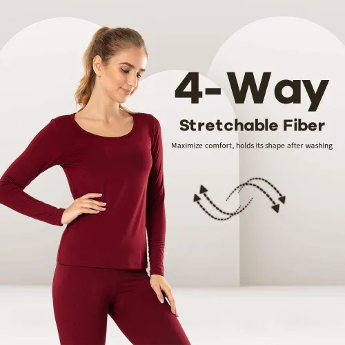 Vista 21 de MANCYFIT Tops térmicos para mujer, camisa con forro polar, manga larga, capa base, cuello en V