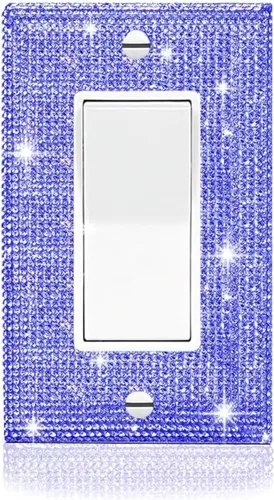 Vista 15 de Placa decorativa de interruptor de luz con diamantes de imitación brillantes en rosa y plata, cubierta de placa de pared con diamantes de imitación