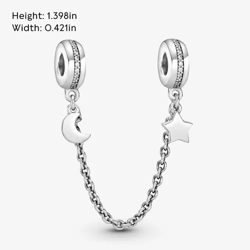 Vista 5 de PANDORA Jewelry - Cadena de seguridad de media luna y estrella dije de circonita cúbica en plata de ley 20 pulgadas Metal Circonita cúbica