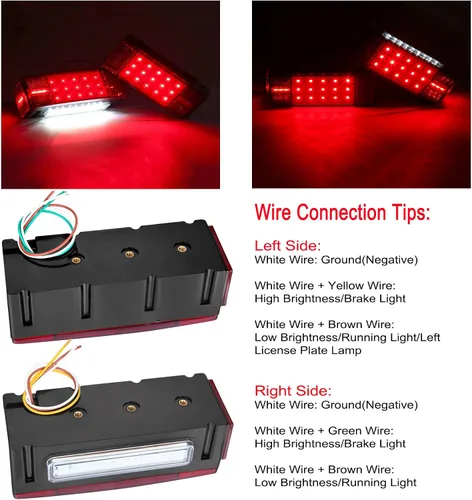 Vista 3 de Luces de remolque de barco, kit de luz LED sumergible para remolque con kit de arnés de cableado, luces de marcador ámbar, luces de marcha atrás