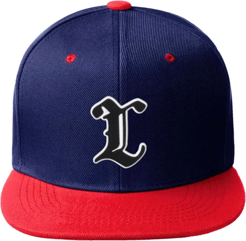 Vista 389 de Daxton Gorra clásica con visera de billete plano con letras del alfabeto inglés antiguo de la A a la Z