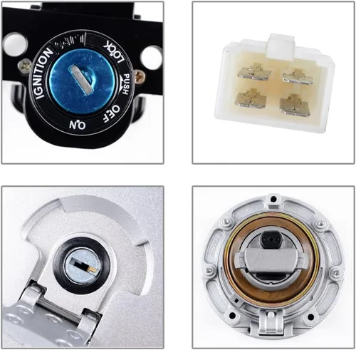 Vista 4 de Llave de bloqueo del interruptor de encendido de la tapa del tanque de combustible compatible con Honda 2004 2005 2006 2007 CBR 1000RR 2003-2006