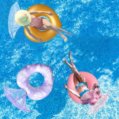 Vista 4 de Anillo de natación de diamantes flotante, piscina, juguetes de playa para adultos, anillo de natación inflable, cama flotante, fiesta divertida