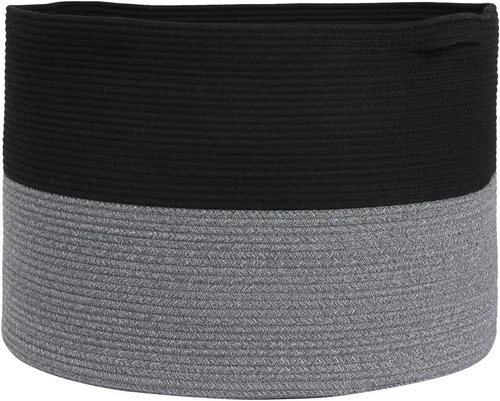Vista 14 de Cesta grande de cuerda de algodón de tamaño máximo de 24 x 24 x 17 pulgadas, cesta de almacenamiento extragrande, cesta de lavandería tejida