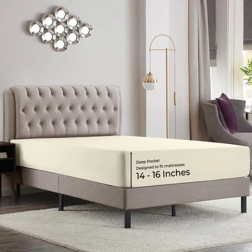 Vista 27 de Empyrean Bedding Sábanas de cama individual – Sábana bajera ajustable de 14 a 16 pulgadas individual – Sábana bajera súper suave individual – Sábana